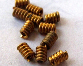 Vintage Brass Spring Tube Beads (100X) (V365)