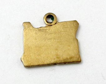 Blank - Tiny Raw Brass Oregon State Charms (6X) (A436-1)