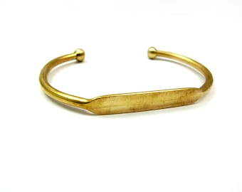 Raw Brass Engraving Cuff Bracelet (J613-A)