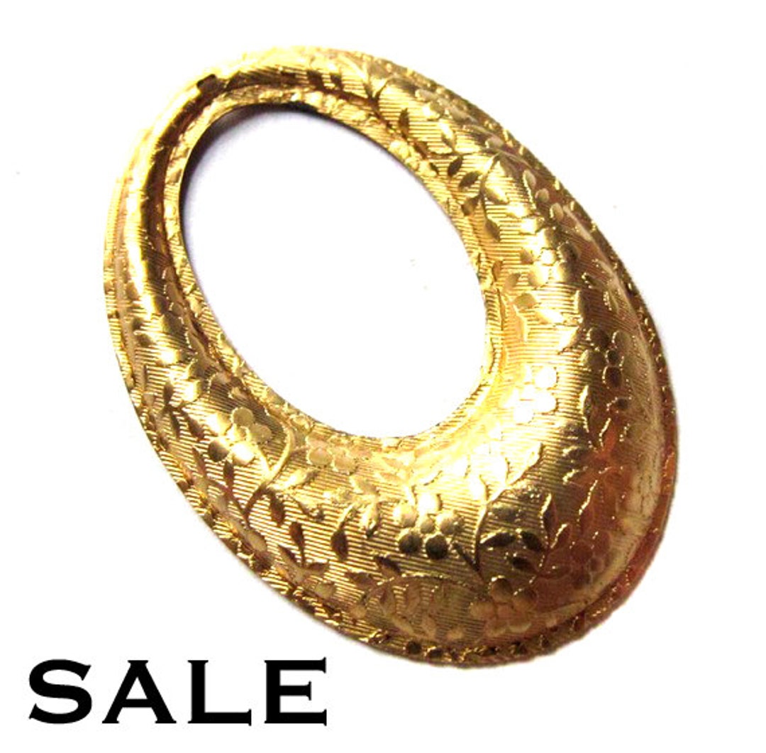 Vintage Gold Plated on Brass Oval Floral Etched Pendants 4X V434 SALE ...
