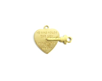 Key To My Heart Lock Charm With Key (4 sets) (8x) (M564-A)