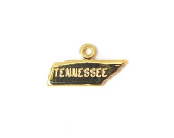 Engraved Tiny GOLD Plated on Raw Brass Tennessee State Charms (2X) (A441-C)