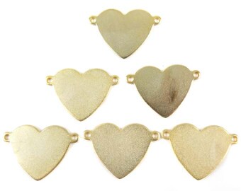 Vintage Gold Plated Engraving Double Bail Heart Charms (6X) (V109)