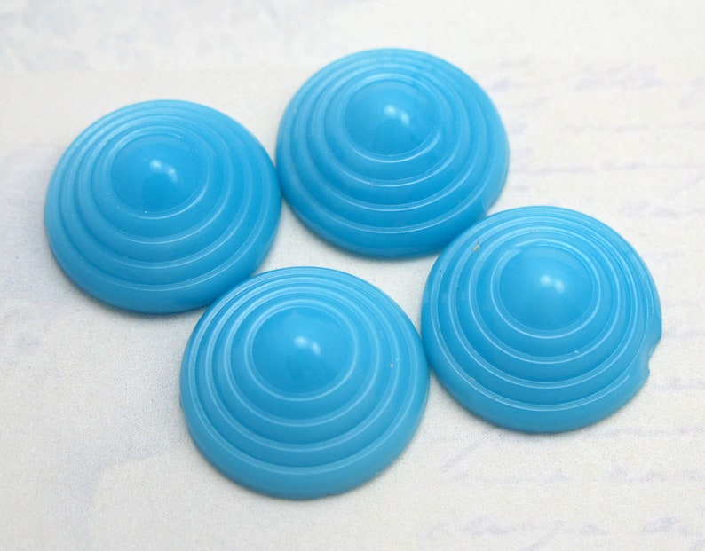 3 SEtS LEFT Vintage Glass Round Blue Cabochons 4X CB519 image 2