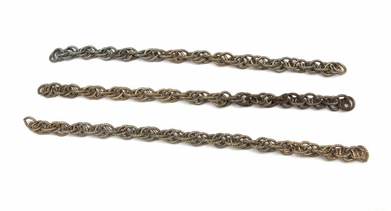 Vintage Steel Plated on Brass Rope Chain Pieces 3X C523 SALE 25% Off image 3