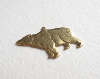 Brass California Bear Pendants (4x) (M575-A)