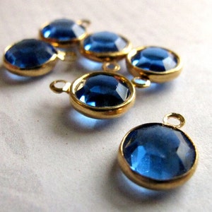 Vintage Sapphire Blue Swarovski Rhinestone Crystal Channel Charms 12mm 6X S523 image 4