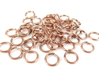 Shiny Copper Plated 10mm Round Jump Rings - (50x) (16 gauge) K857-H