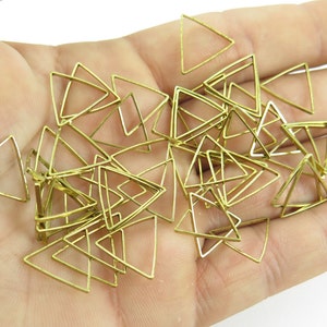 Tiny Raw Brass Triangle Shape Wire Charms 30x K228-A image 1