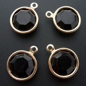 Vintage Jet Black Swaroski Rhinestone Crystal Channel Charms 15mm x4 S501 image 3