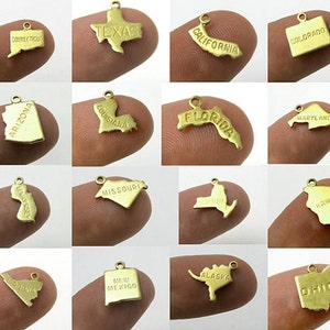 ENGRAVED Tiny Gold Plated State Charms 50x A450-C image 3