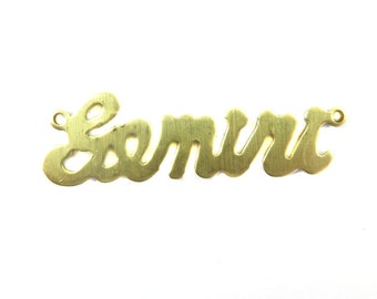 Brass Astrological Name Plate Pendants - Gemini - (2X) (A606-A)