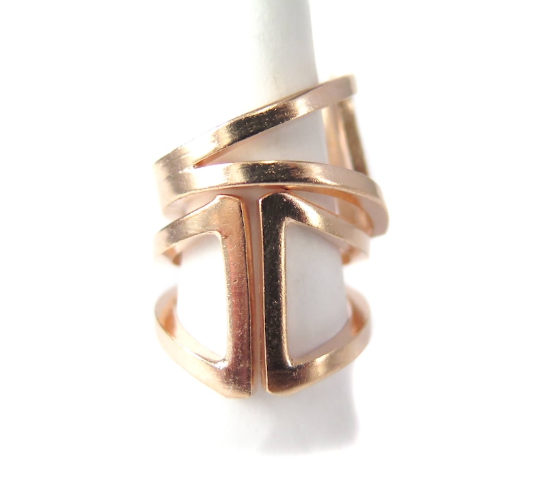 1x Rose Gold Plated Adjustable Square Wire Ring Findings K504-D