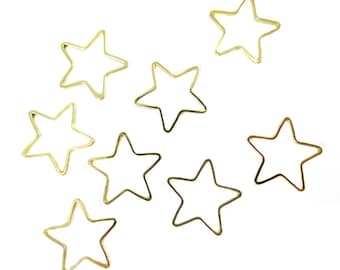 Gold Plated Star Shape Wire Charms (12x) (K203-C)