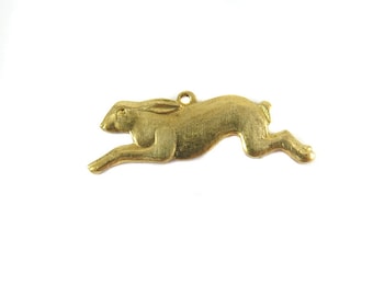 Brass Running Rabbit Charms - (4x) (M867)