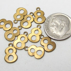 Raw Brass Number 8 Charms 10X A535 image 3