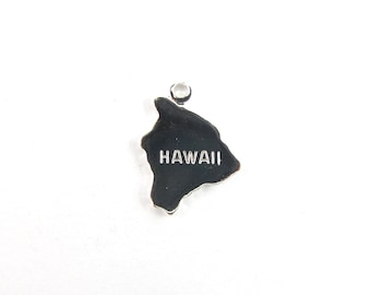 Engraved Tiny SILVER Plated on Raw Brass Hawaii State Charms (2X) (A410-B)