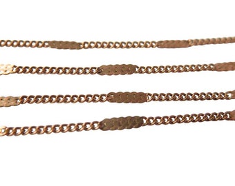 Raw Brass Curb Chain with a Pressed Pattern (C933-A)