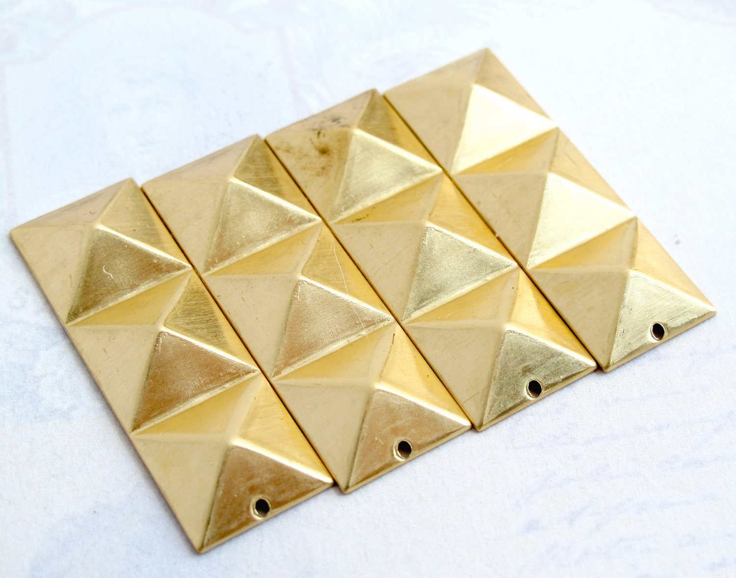 Brass Rectangle Pyramid Pendants 4X M761 | Etsy