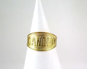 Raw Brass Astrological Sign Ring - CANCER-  one size fits most / adjustable (2x) (J628)