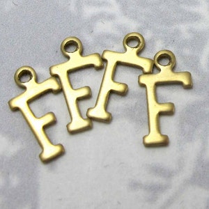 Raw Brass Letter F Charms 10X A505 image 3
