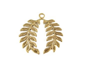 Brass Olive Branch Charms (6X) (M846)