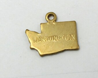 Engraved - Tiny Raw Brass Washington State Charms (6X) (A446-A)