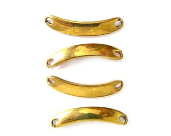 SALE ~ Vintage Shiny Red Brass Engraving Bracelet Pendant Connectors (4X) (V122)
