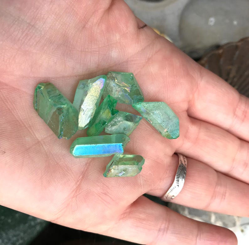 Mint Green Aura Coated Rough Quartz Beads 8x NS844 Etsy