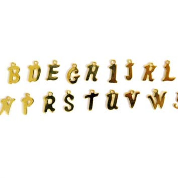 Assortment Of Vintage Gold Plated Initial Letter Charms B D E G H I J K L N P R S T U V W Y - 2x of each (36x) (V123)