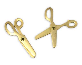 Brass Movable Scissor Charms (4X) (M673)