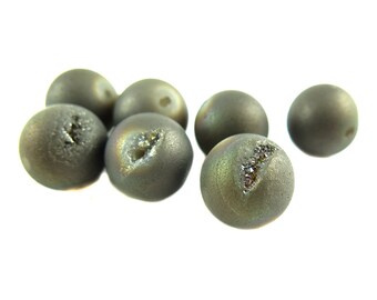 Grey Titanium Electroplated Quartz Beads - (NS553) (6x)