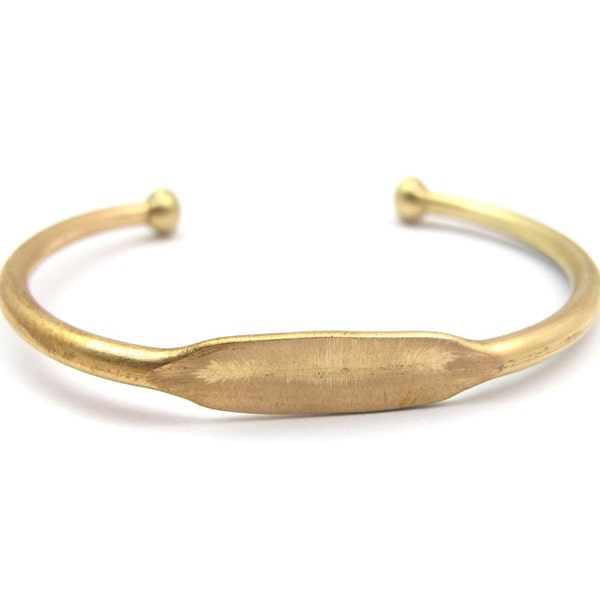 Raw Brass Engraving Cuff Bracelet (J610-A)