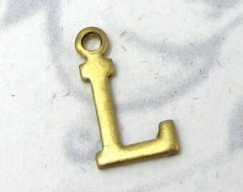 Raw Brass Letter L Charms (10X) (A511)