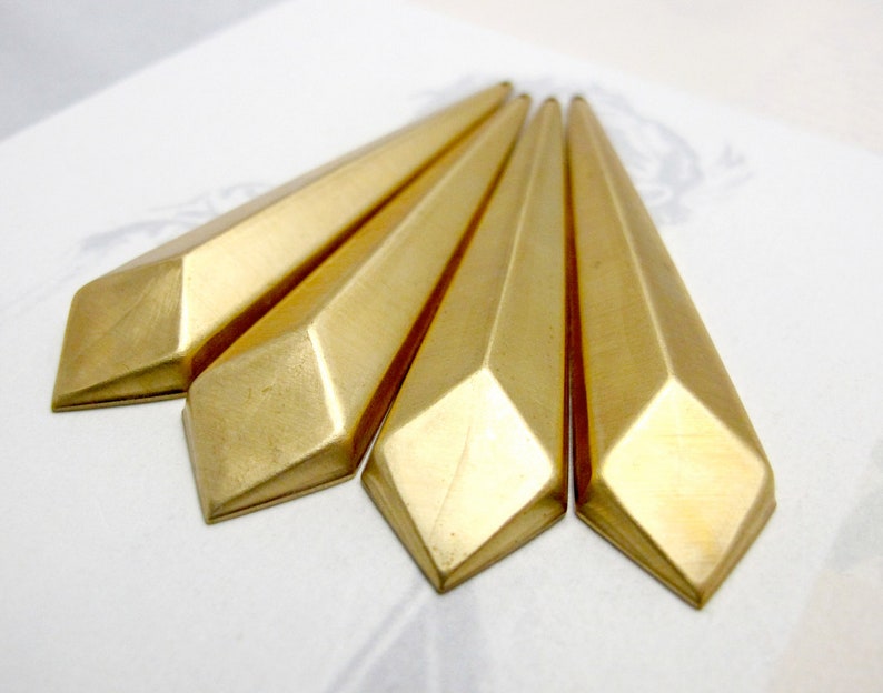 Brass Geometric Facet Long Diamond Drop Pendants 4X M690 image 1