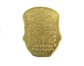 Brass Day of the Dead Sugar Skull Pendants - (4x) (M826)
