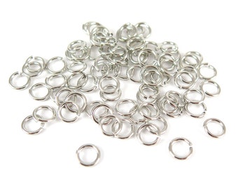 Rhodium Plated 7mm Round Jump Rings - 12 grams (approximately 80x) (18 gauge) K855-B