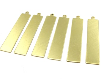 Brass Rectangle Engraving Charms (6x) (M659-A)