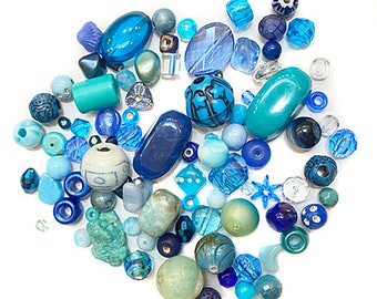 Mélange en vrac de perles de verre vintage et nouvelles ~ Cool Mix (50 g) (B539)