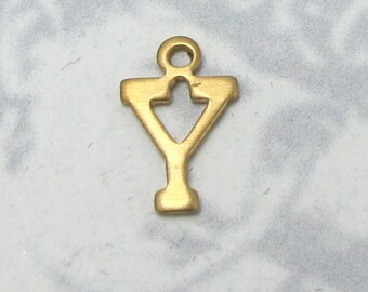 Raw Brass Letter Y Charms (10X) (A524)