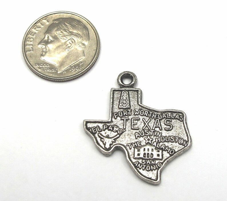 Vintage Antique Silver Plated Texas State Charms V308 4X 25/% off SALE
