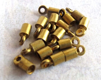 Tiny Vintage Raw Brass End Cap Findings (16X) (F533)