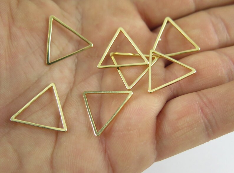 Small Gold Plated Triangle Shape Wire Charms 12x K207-C image 2