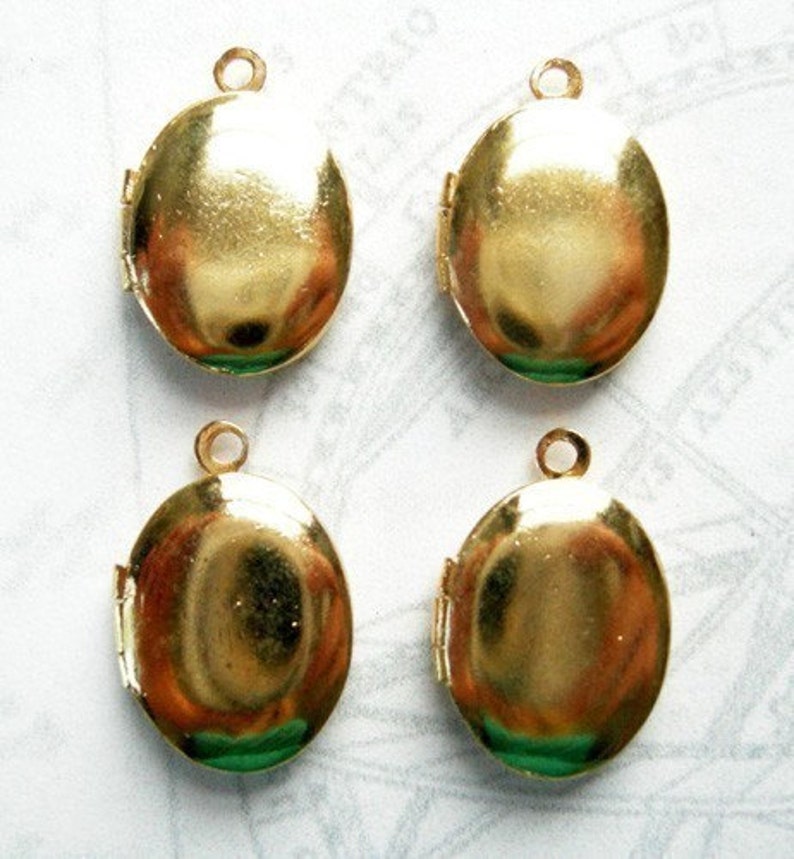 Vintage Shiny Gold Plated Oval Engraving Lockets 4X V481 Etsy