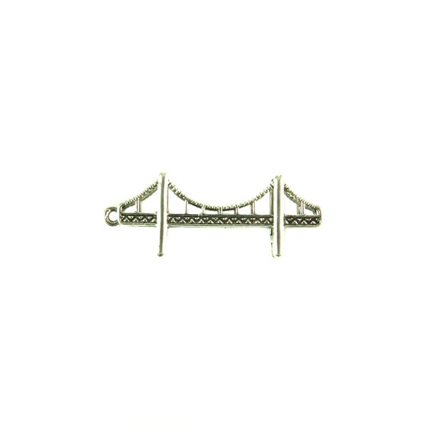 3D Antiqued Silver Brooklyn Bridge Pendant (1X) (K664-I)