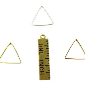 Tiny Raw Brass Triangle Shape Wire Charms 30x K228-A image 3