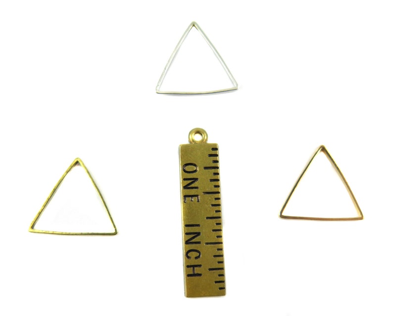 Tiny Raw Brass Triangle Shape Wire Charms 30x K228-A image 3