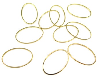 Gold Plated Oval Shape Wire Charms (10x) (K220-C)