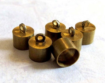 Vintage Antiqued Raw Brass End Cap Findings (12X) (F567)