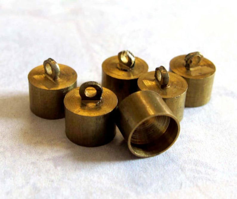 Vintage Antiqued Raw Brass End Cap Findings 12X F567 image 1